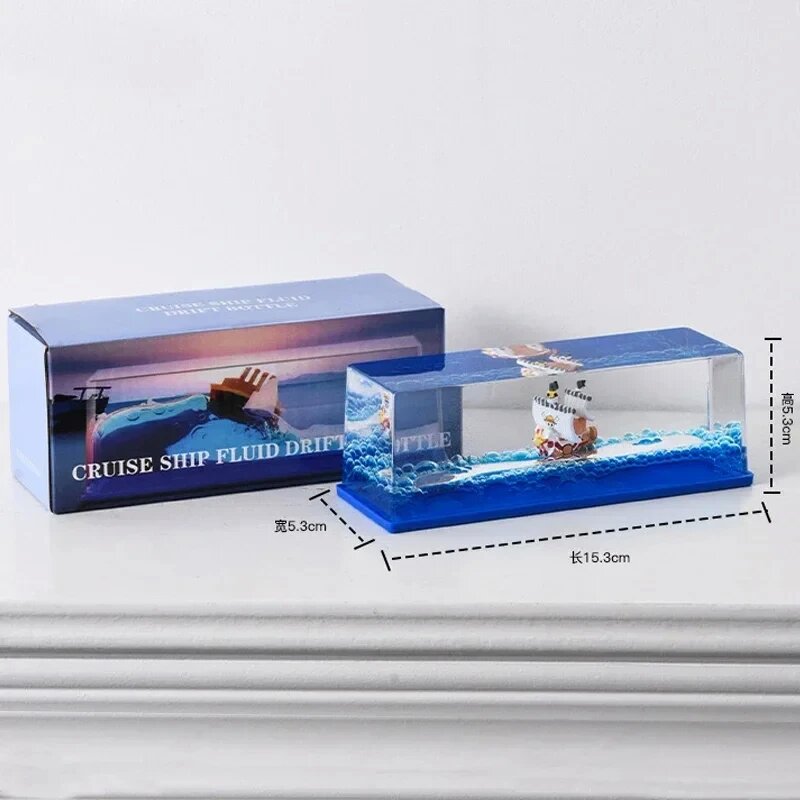 Cruise Ship Fluid Drift Bottle With Unsinkable Boat in a Box For Cars, Home And Office