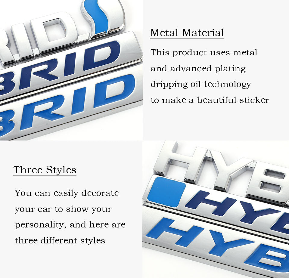 3D Metal HYBRID Car Sticker Emblem Badge for Hybrid Logo Toyota