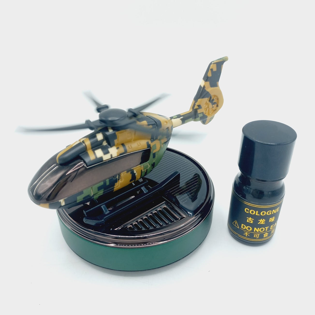 Solar military helicopter car perfume - Free Refill