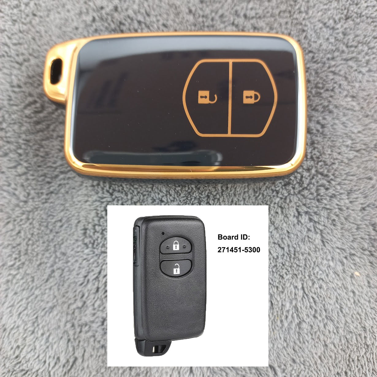 Toyota Aqua Tpu Remote Cover - 2 Button Black / Gold