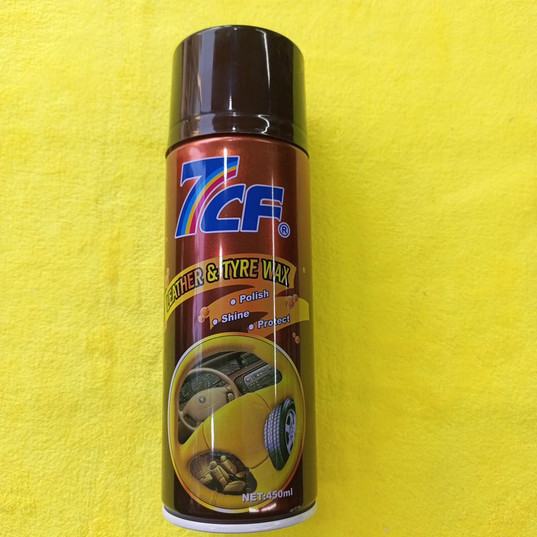 7CF Leather & Tyre wax 450ml dashboard polish spray brown