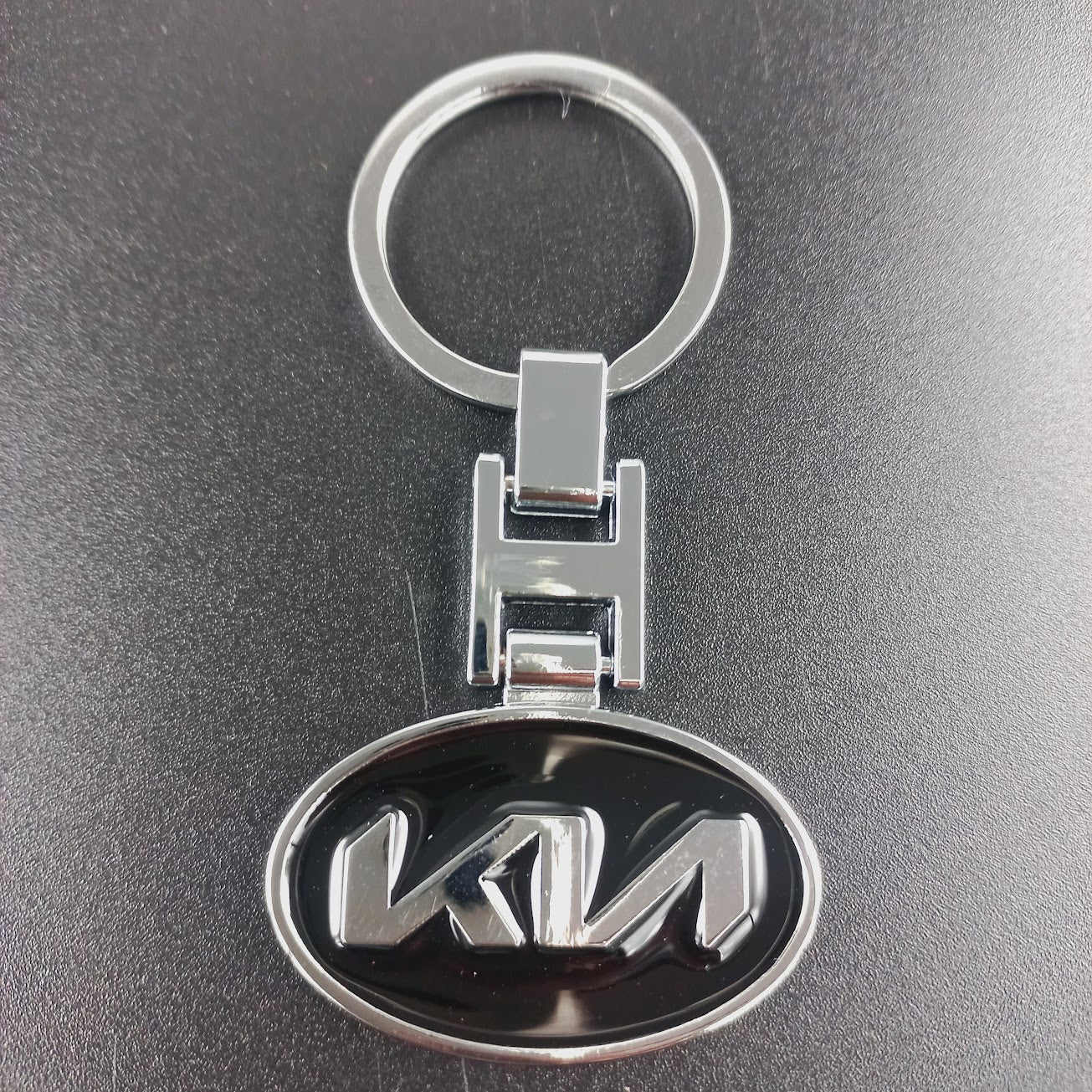 3D Metal Keychain With KIA Logo - Black -