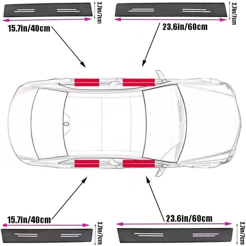 Toyota Logo Side Door Edge Guard Door Sill Scuff Plate Protection Strips Carbon Fiber -4 Pieces-